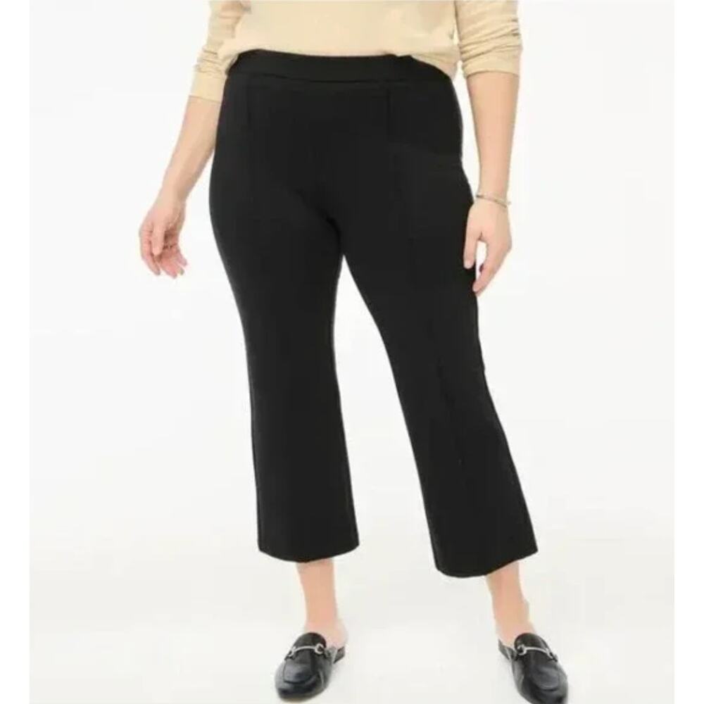 NWT J. Crew Factory Crop Kick Flare Pants Ponte Stretch Black Style BY574 sz. 24